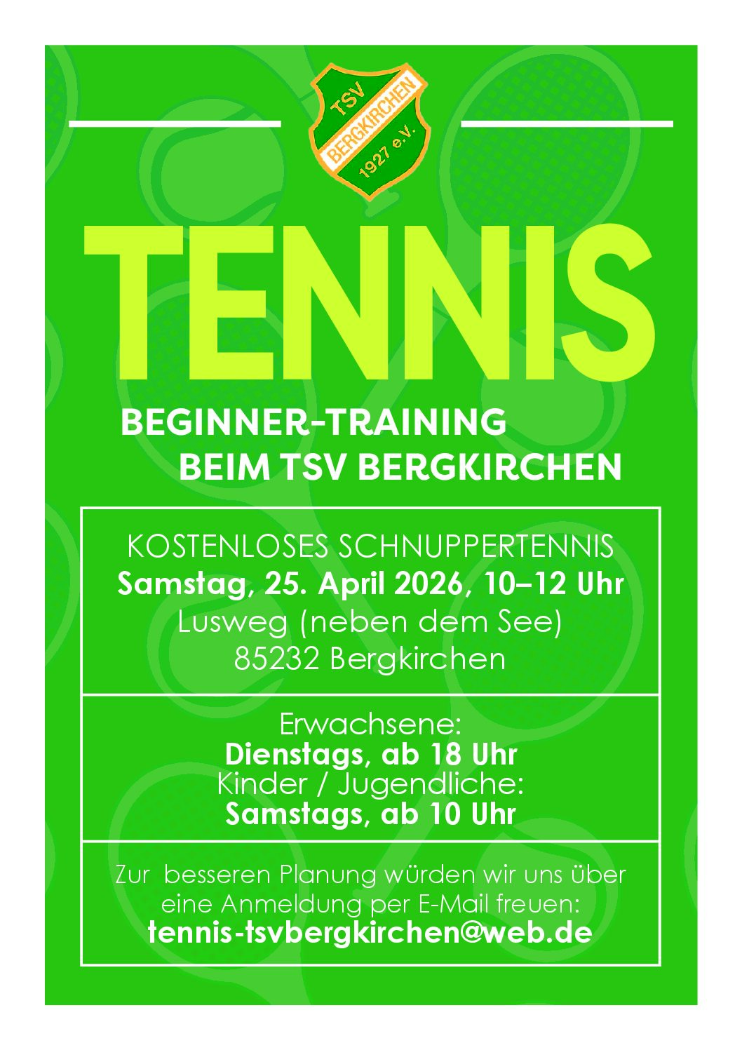 Schnupperkurs der Tennisabteilung
